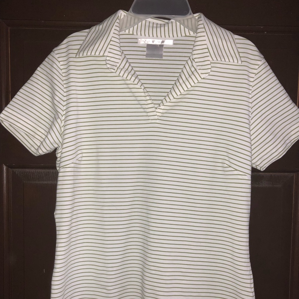 Nike woman’s golf black and white striped polo sm